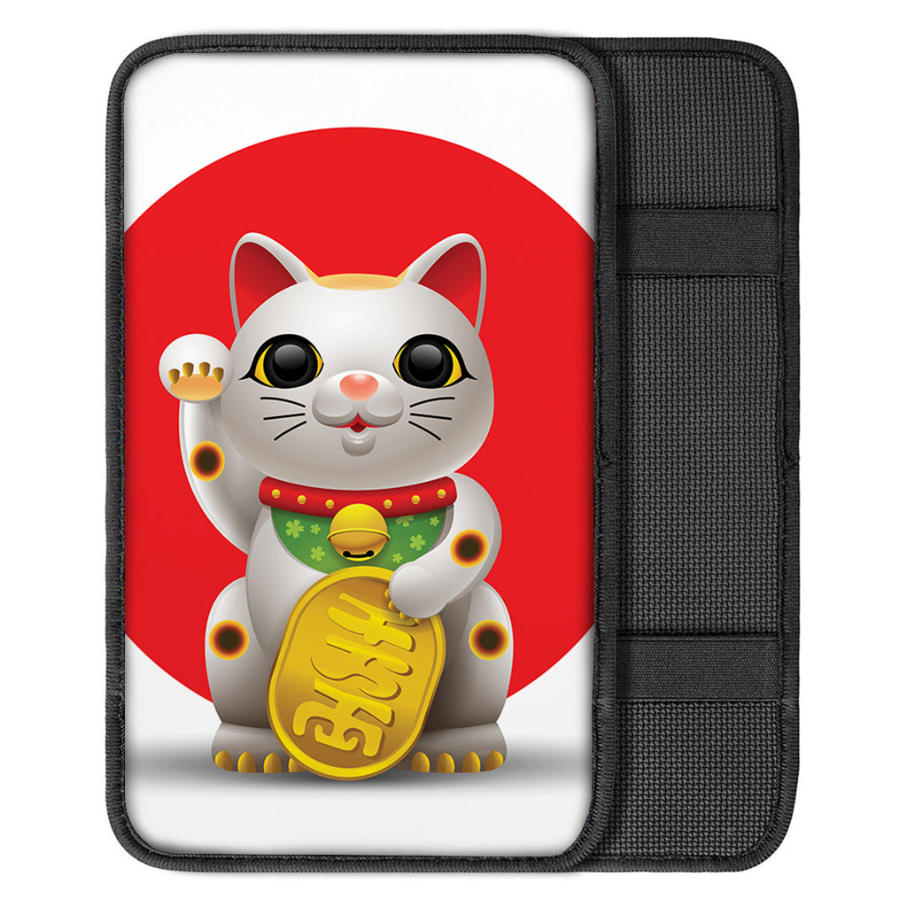 Japanese Lucky Cat Maneki Neko Print Car Center Console Cover