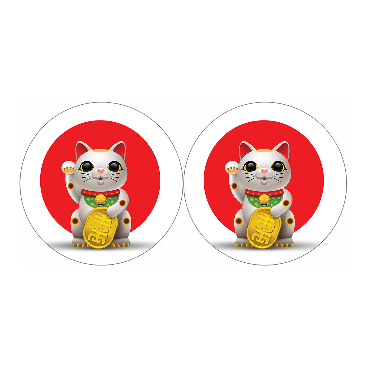 Japanese Lucky Cat Maneki Neko Print Car Coasters