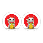 Japanese Lucky Cat Maneki Neko Print Car Coasters