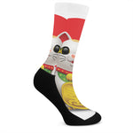 Japanese Lucky Cat Maneki Neko Print Crew Socks