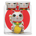 Japanese Lucky Cat Maneki Neko Print Duvet Cover Bedding Set