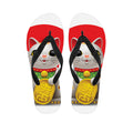 Japanese Lucky Cat Maneki Neko Print Flip Flops