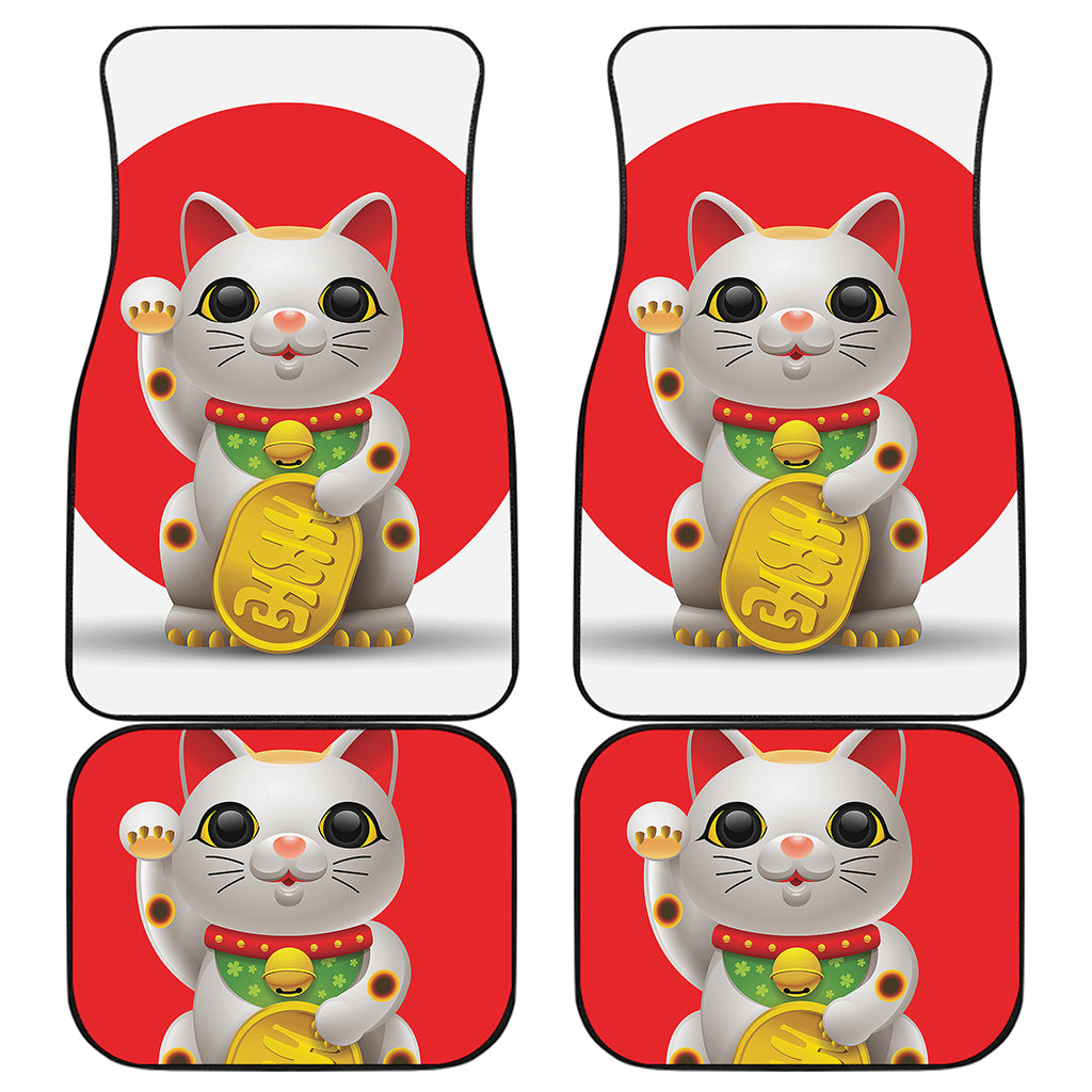 Japanese Lucky Cat Maneki Neko Print Front and Back Car Floor Mats