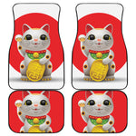 Japanese Lucky Cat Maneki Neko Print Front and Back Car Floor Mats