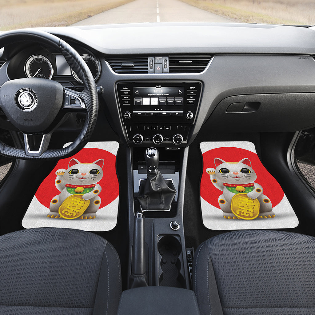 Japanese Lucky Cat Maneki Neko Print Front and Back Car Floor Mats