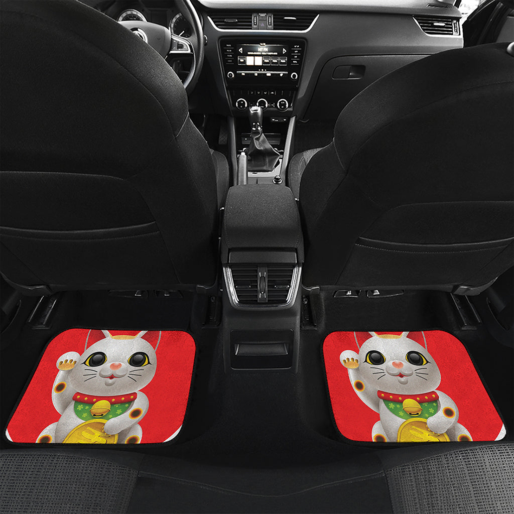 Japanese Lucky Cat Maneki Neko Print Front and Back Car Floor Mats