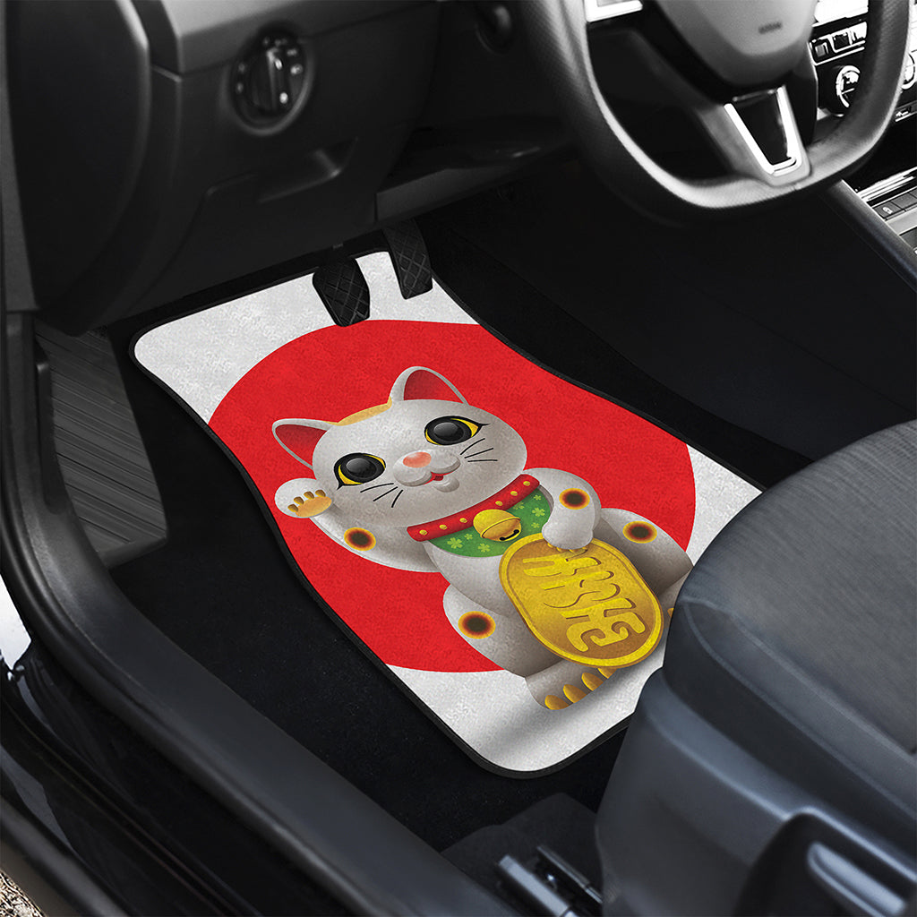 Japanese Lucky Cat Maneki Neko Print Front and Back Car Floor Mats