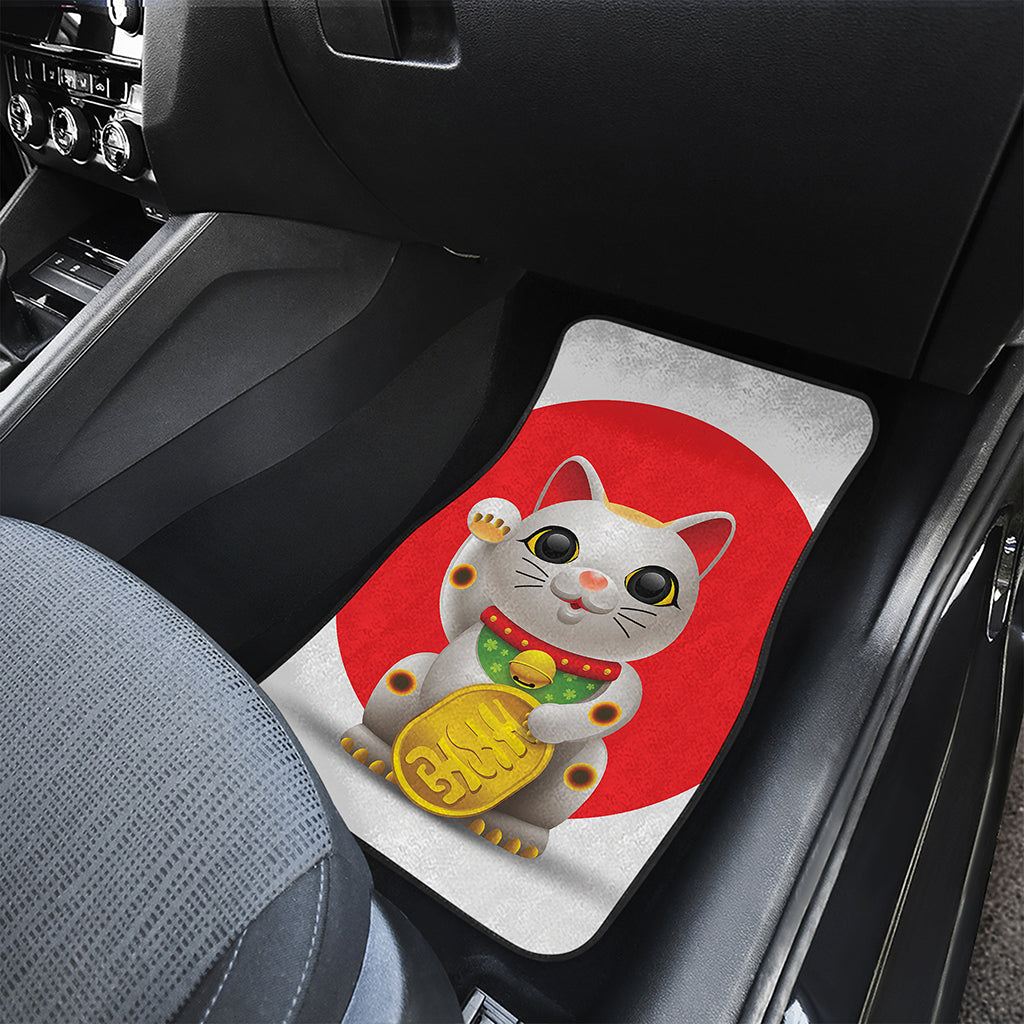 Japanese Lucky Cat Maneki Neko Print Front and Back Car Floor Mats