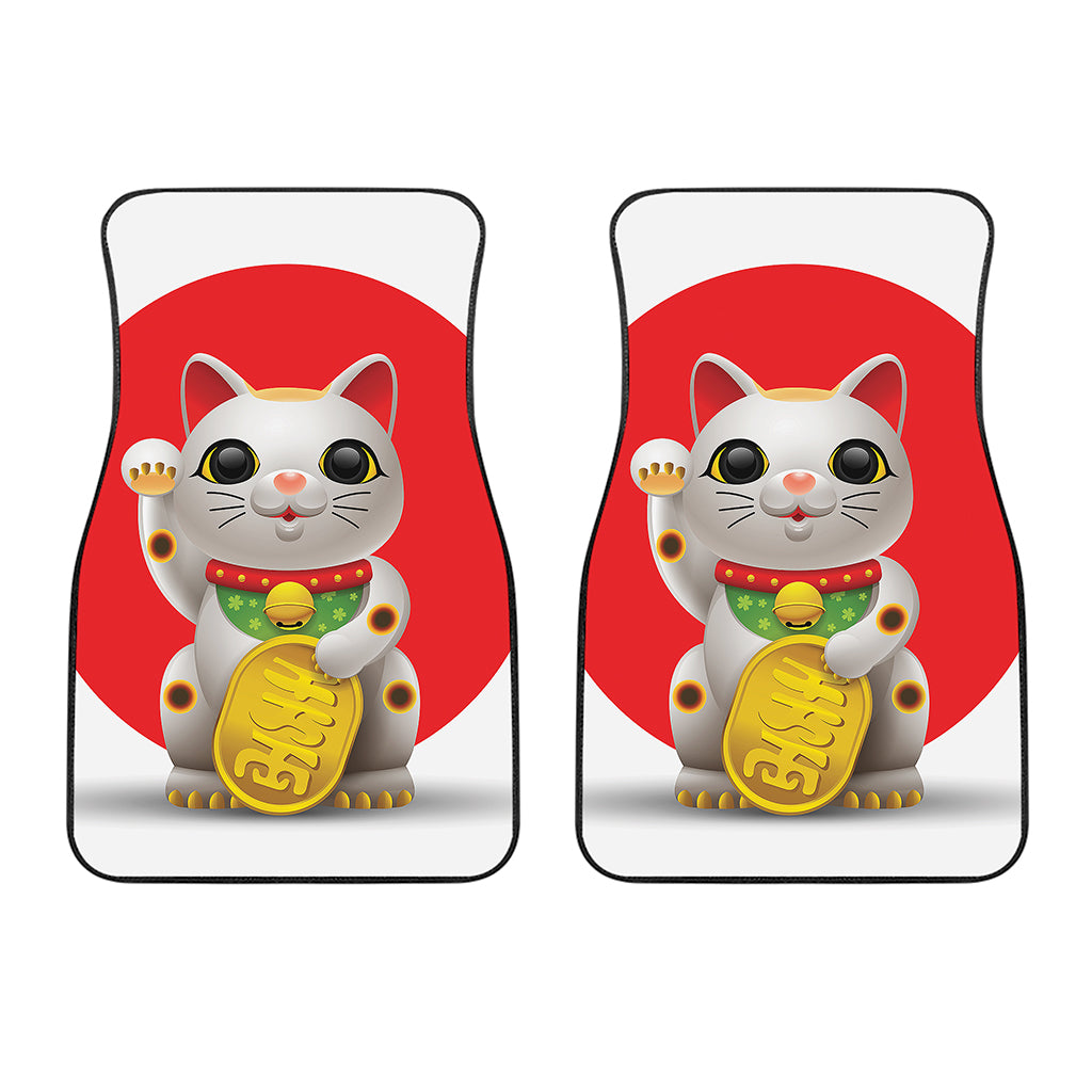 Japanese Lucky Cat Maneki Neko Print Front Car Floor Mats