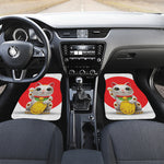 Japanese Lucky Cat Maneki Neko Print Front Car Floor Mats