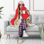 Japanese Lucky Cat Maneki Neko Print Hooded Blanket