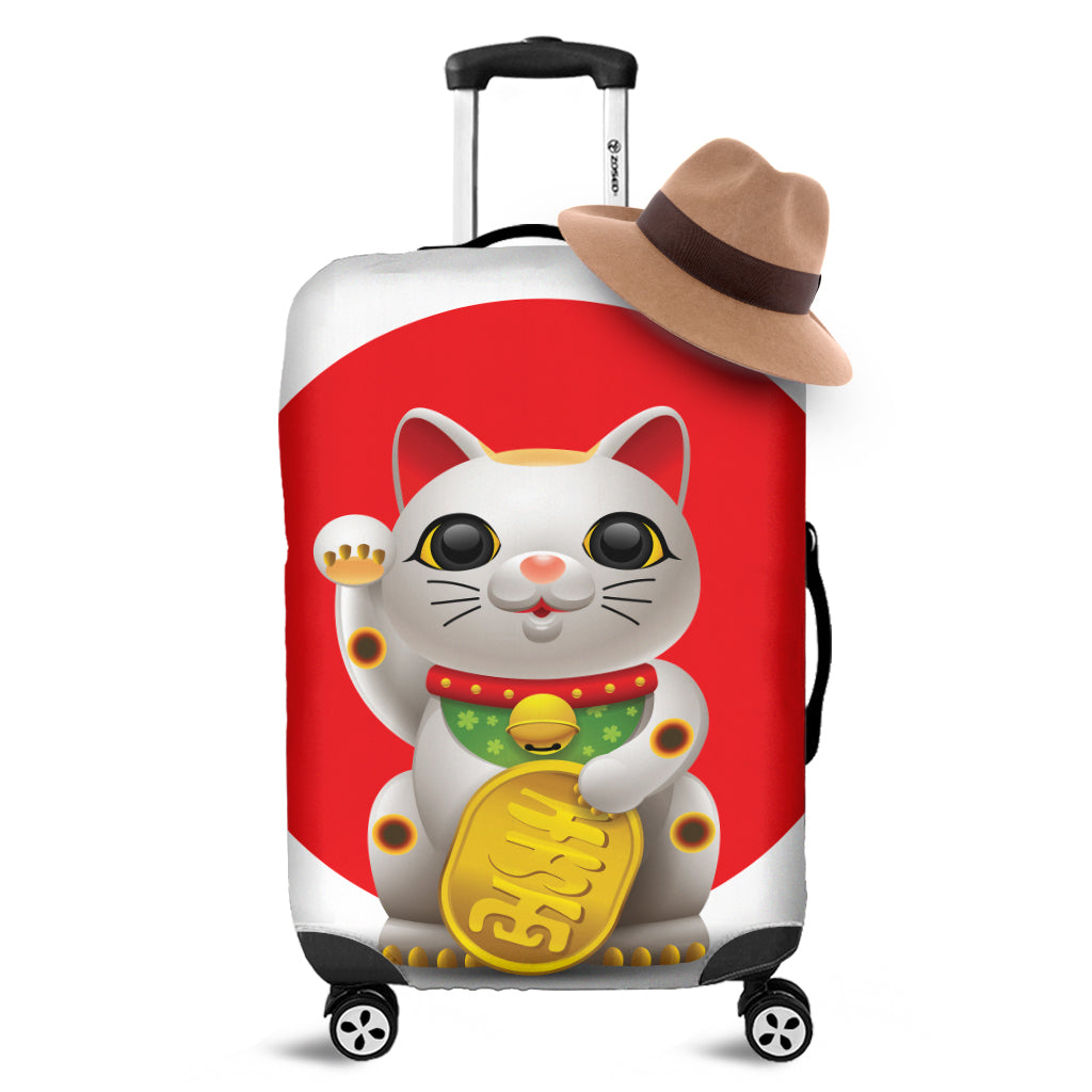 Japanese Lucky Cat Maneki Neko Print Luggage Cover