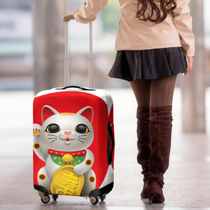 Japanese Lucky Cat Maneki Neko Print Luggage Cover