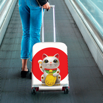 Japanese Lucky Cat Maneki Neko Print Luggage Cover
