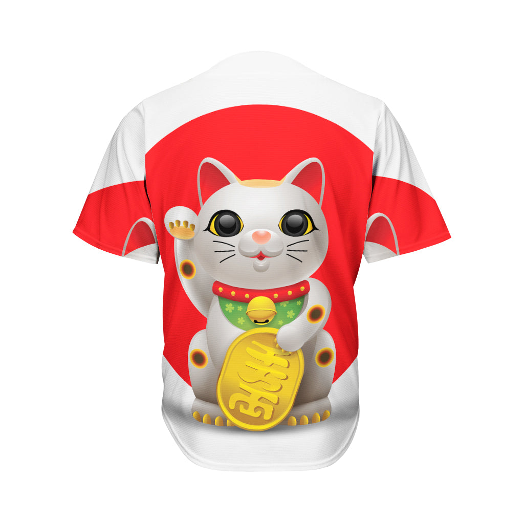 Japanese Lucky Cat Maneki Neko Print Men's Baseball Jersey