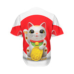 Japanese Lucky Cat Maneki Neko Print Men's Baseball Jersey
