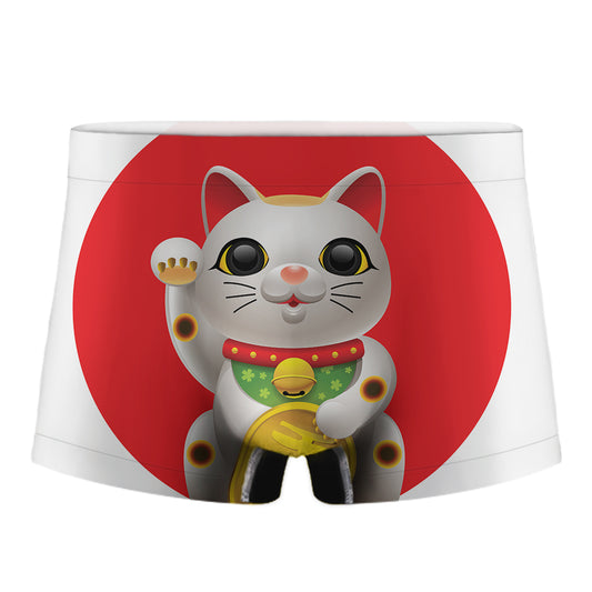 Japanese Lucky Cat Maneki Neko Print Men's Boxer Briefs