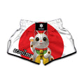 Japanese Lucky Cat Maneki Neko Print Muay Thai Boxing Shorts