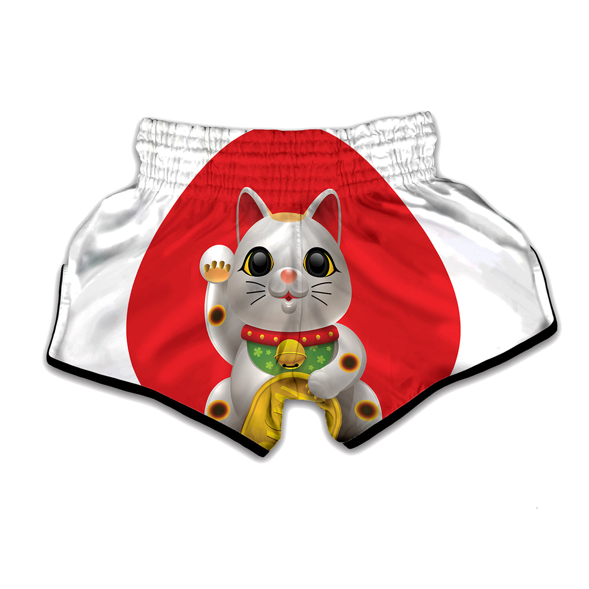 Japanese Lucky Cat Maneki Neko Print Muay Thai Boxing Shorts