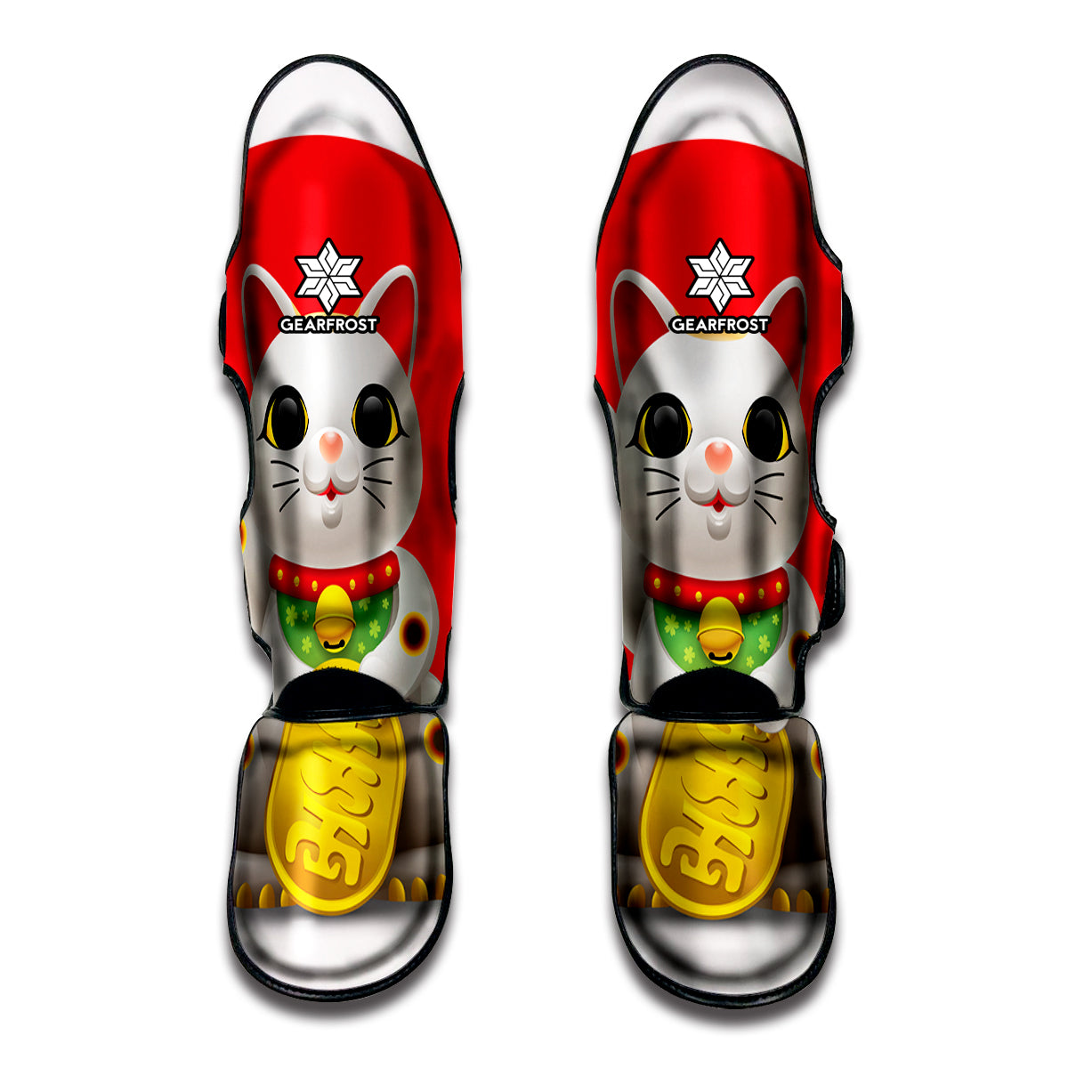Japanese Lucky Cat Maneki Neko Print Muay Thai Shin Guard