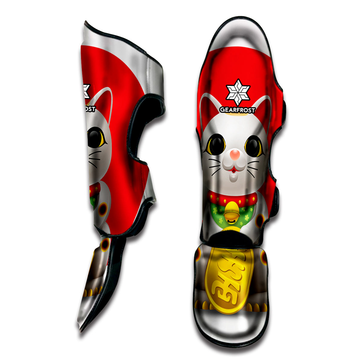 Japanese Lucky Cat Maneki Neko Print Muay Thai Shin Guard