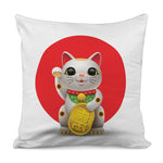 Japanese Lucky Cat Maneki Neko Print Pillow Cover