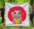 Japanese Lucky Cat Maneki Neko Print Quilt