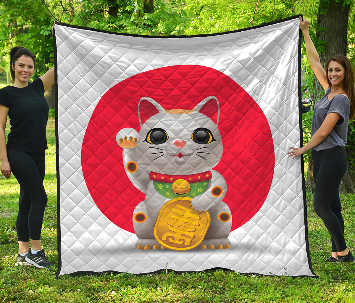 Japanese Lucky Cat Maneki Neko Print Quilt