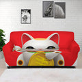 Japanese Lucky Cat Maneki Neko Print Sofa Cover