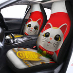 Japanese Lucky Cat Maneki Neko Print Universal Fit Car Seat Covers