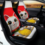 Japanese Lucky Cat Maneki Neko Print Universal Fit Car Seat Covers