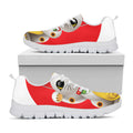Japanese Lucky Cat Maneki Neko Print White Running Shoes