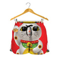 Japanese Lucky Cat Maneki Neko Print Women's Shorts