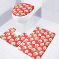 Japanese Lucky Cat Pattern Print 3 Piece Bath Mat Set