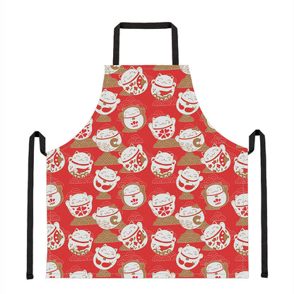 Japanese Lucky Cat Pattern Print Apron