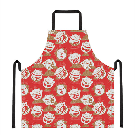 Japanese Lucky Cat Pattern Print Apron