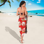 Japanese Lucky Cat Pattern Print Beach Sarong Wrap