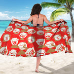 Japanese Lucky Cat Pattern Print Beach Sarong Wrap