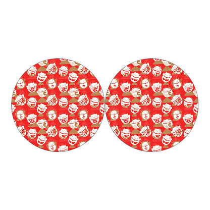 Japanese Lucky Cat Pattern Print Car Coasters