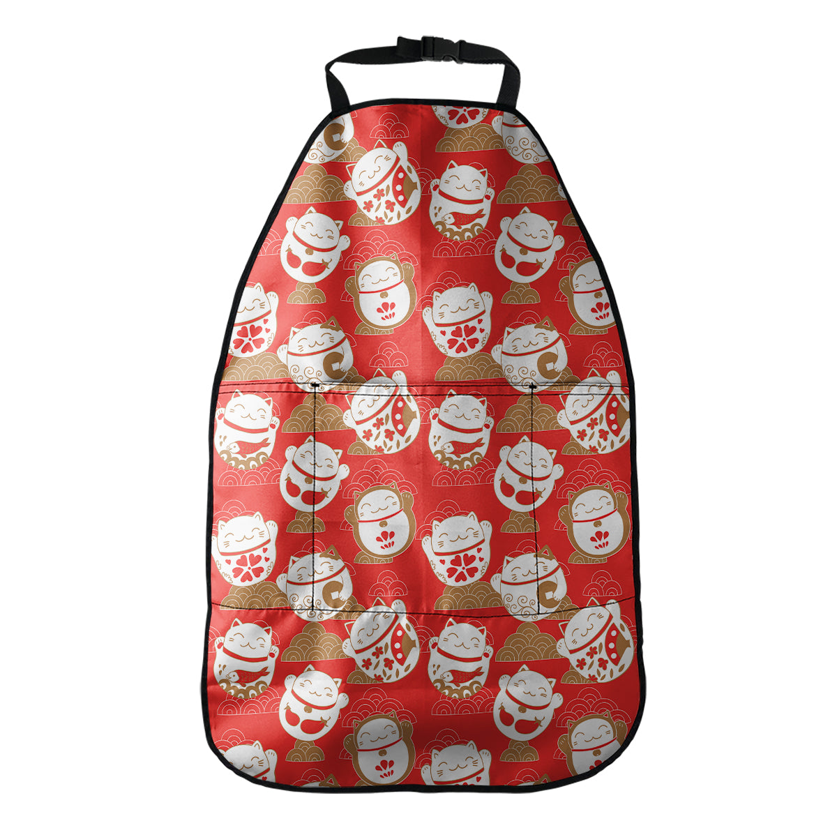 Japanese Lucky Cat Pattern Print Car Seat Organizers