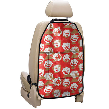 Japanese Lucky Cat Pattern Print Car Seat Organizers