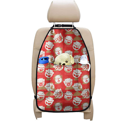 Japanese Lucky Cat Pattern Print Car Seat Organizers