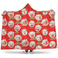 Japanese Lucky Cat Pattern Print Hooded Blanket