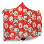 Japanese Lucky Cat Pattern Print Hooded Blanket