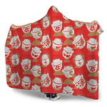 Japanese Lucky Cat Pattern Print Hooded Blanket