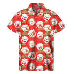 Japanese Lucky Cat Pattern Print Men's Short Sleeve Shirt