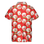 Japanese Lucky Cat Pattern Print Men's Short Sleeve Shirt