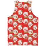 Japanese Lucky Cat Pattern Print Men's Tank Top