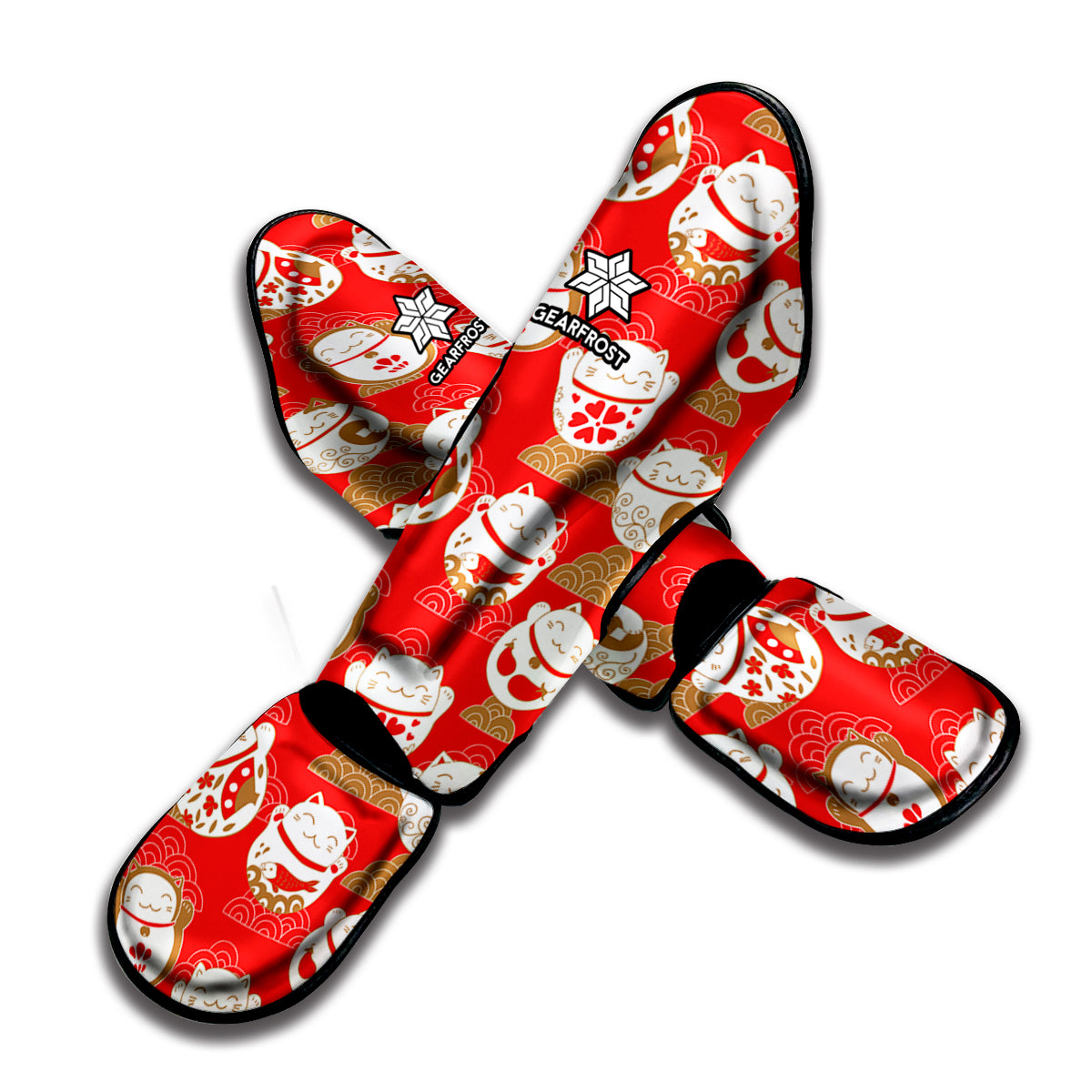 Japanese Lucky Cat Pattern Print Muay Thai Shin Guard