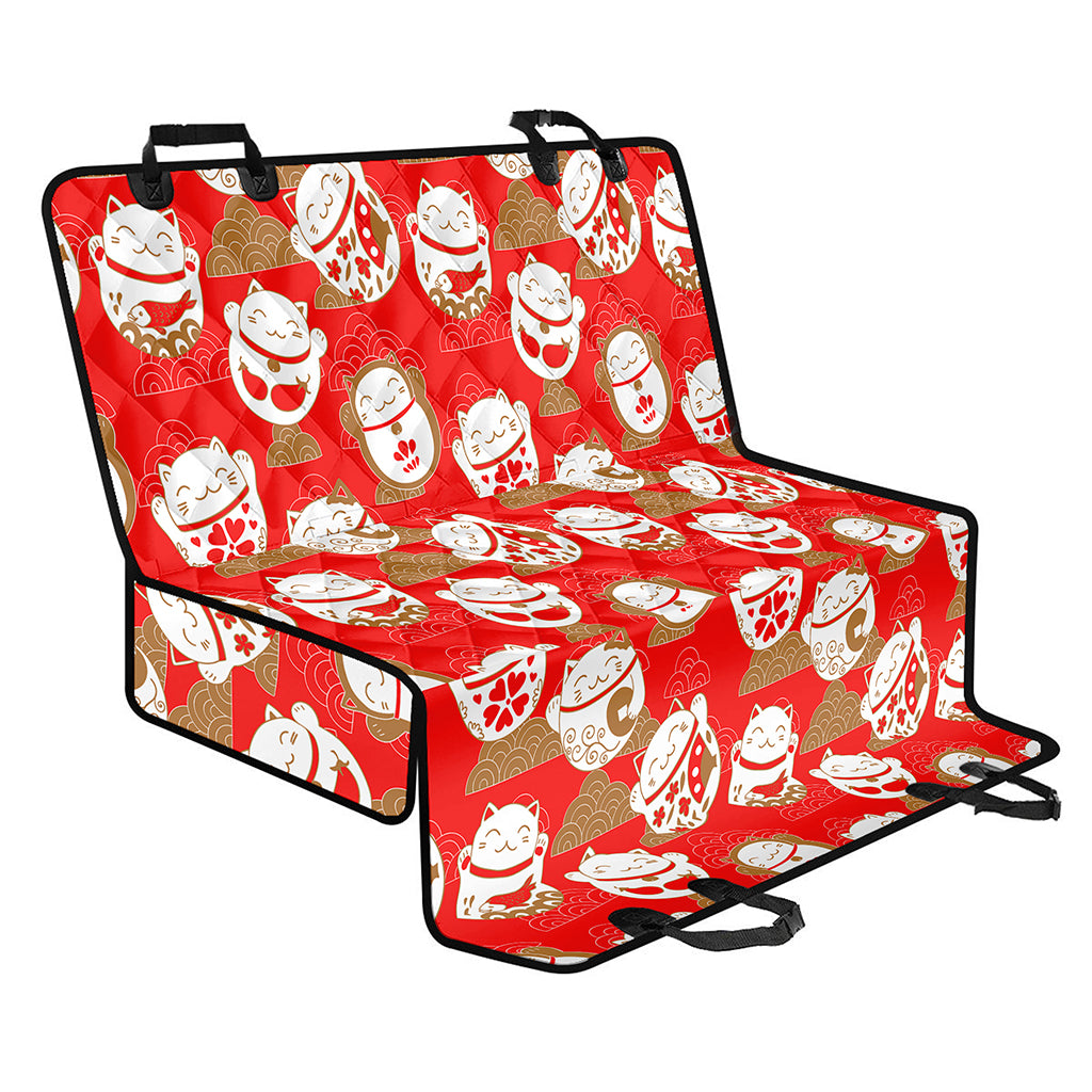 Japanese Lucky Cat Pattern Print Pet Car Back Seat Cover